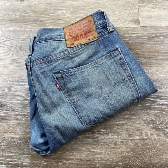 Levi's 505 Straight Denim Pants, Men's Size W34 (approx.) unclear blue type Vintage Second Hand